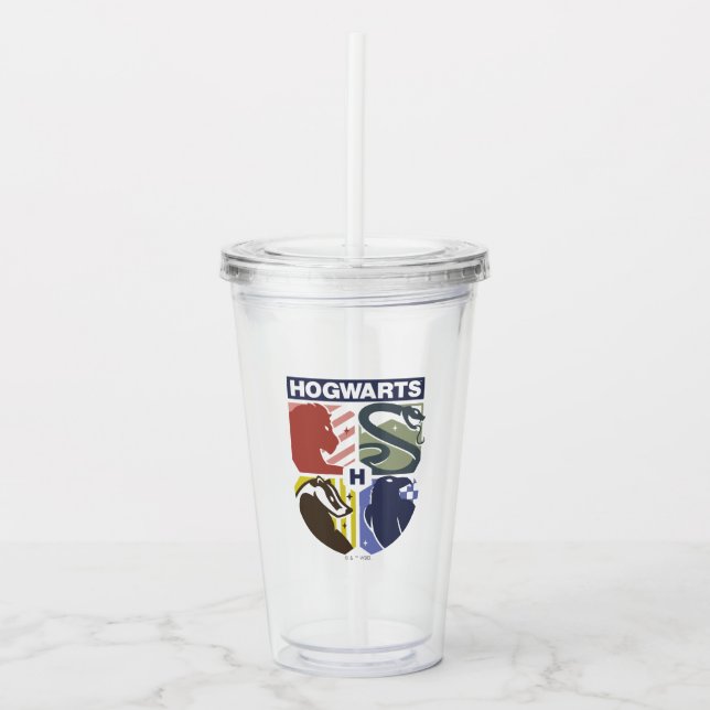 Vaso Acrílico Crestón Estampado Vintage HOGWARTS™ (Anverso)