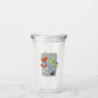 Vaso Acrílico Criaturas Mágicas Gráficos Vintage