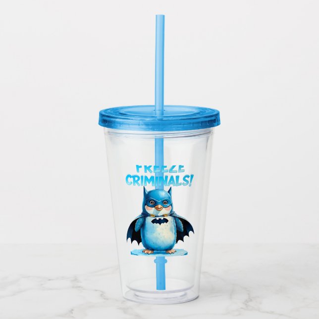 Vaso Acrílico Criminales congelados - Pingüino oscuro (Anverso)