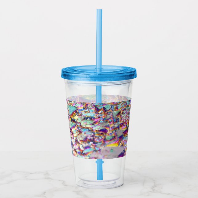 Vaso Acrílico Cristales de Aura Arcoiris (Anverso)