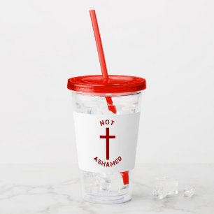 Vaso Acrílico Cristiano no avergonzado Cruz Roja y Verso de la B