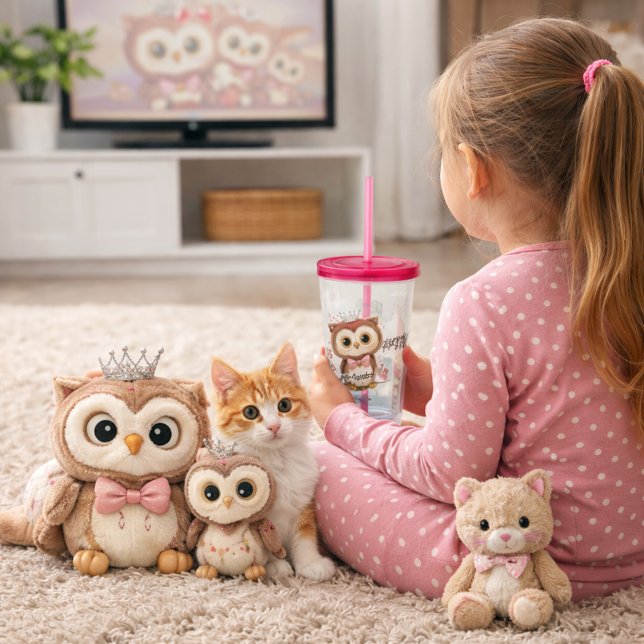 Vaso Acrílico Crowned Owl with Floral Accents (Subido por el creador)