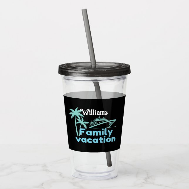 Vaso Acrílico Cruceros de vacaciones editables (Izquierda)