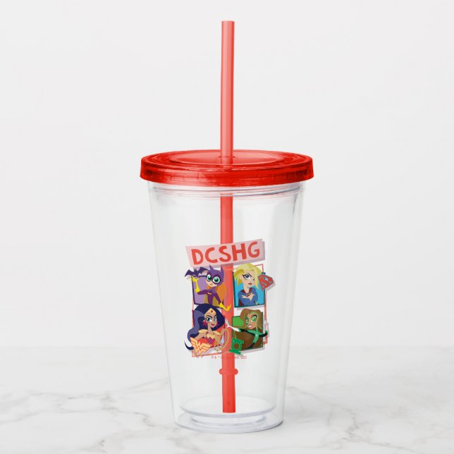 Vaso Acrílico Cuarteto de Chicas Super Héroes de DC (Anverso)