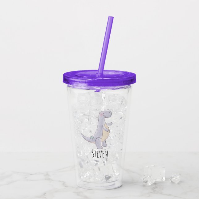 Vaso Acrílico Cuidada acuarela prehistórica de los juguetes de l (Reverso (hielo))