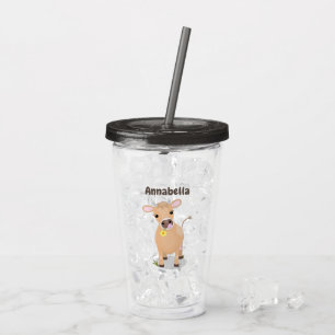 Vaso Acrílico Cuidada jersey feliz vaca y personalizado de flore