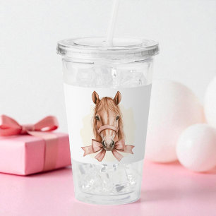 Vaso Acrílico Cuidadoso caballo Girona rosa color de agua animal