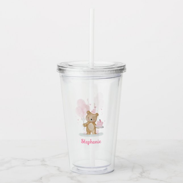 Vaso Acrílico Cumpleaños Beary Dulce (Anverso)