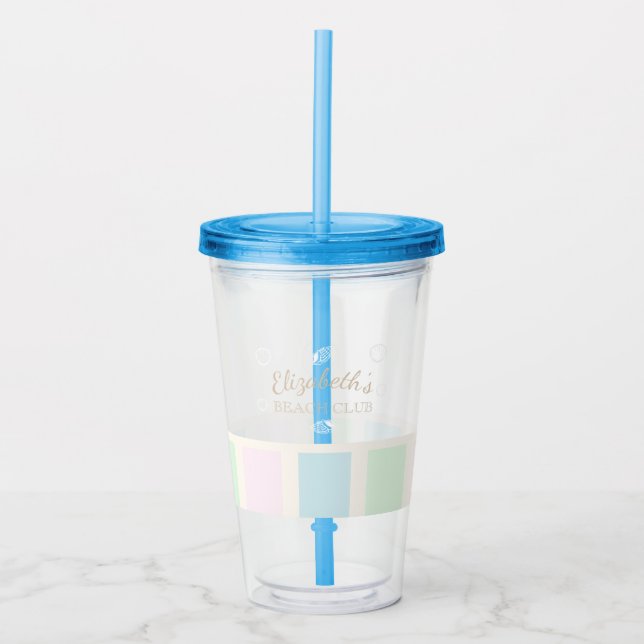 Vaso Acrílico Cumpleaños de Beach Club (Anverso)