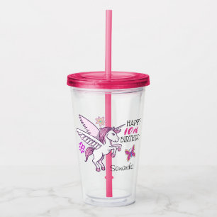 Vaso Acrílico Cumpleaños de niñas con temática de unicornios seg