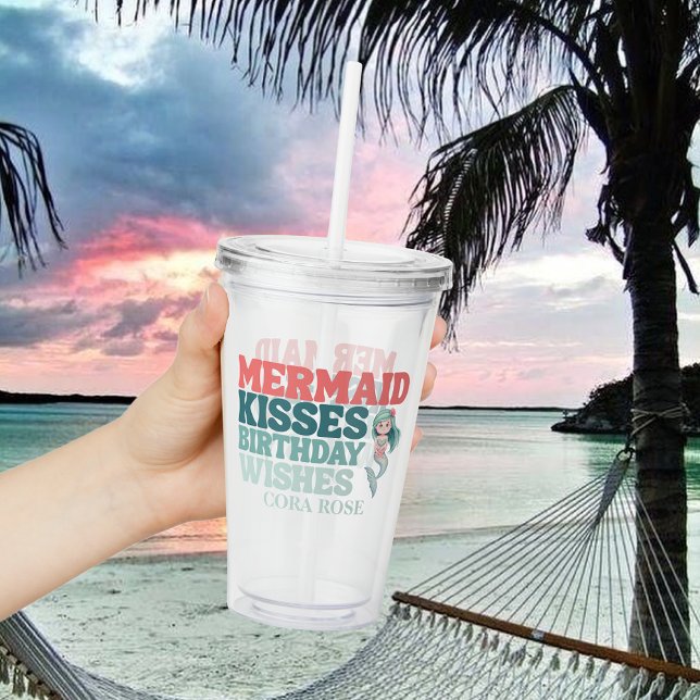 Vaso Acrílico Cumpleaños de niñas sirena bajo el mar (Subido por el creador)