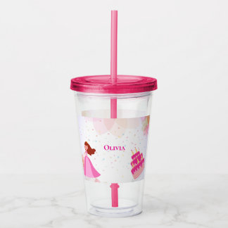 Vaso Acrílico Cumpleaños de princesa de Disney elegante