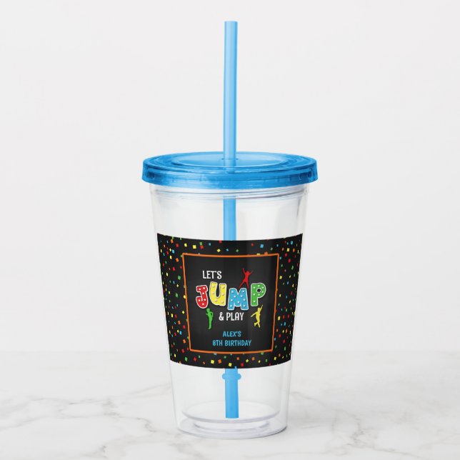 Vaso Acrílico Cumpleaños de Trampoline 16oz Tumbler - Chico (Anverso)