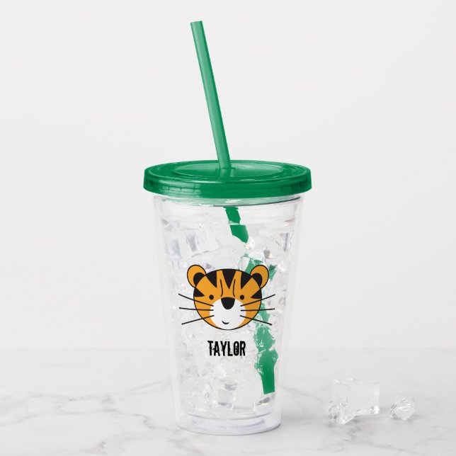 Vaso Acrílico Cumpleaños del Ilustracion Safari Personalizado (Anverso (hielo))