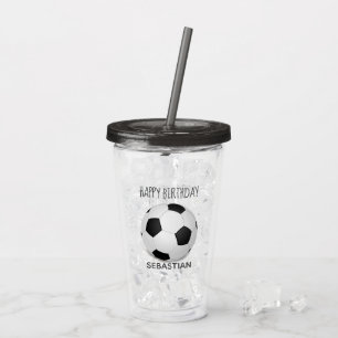 Vaso Acrílico Cumpleaños del Personalizado blanco negro de la p
