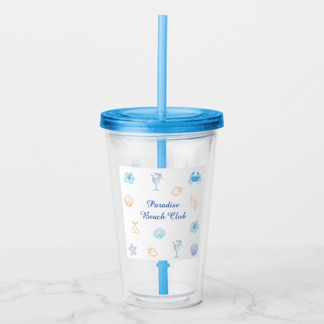 Vaso Acrílico Cumpleaños en el Club de Playa (Anverso)
