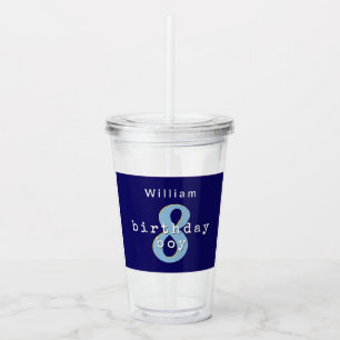 Vaso Acrílico Cumpleaños Niño Azul Nombre Personalizado Edad
