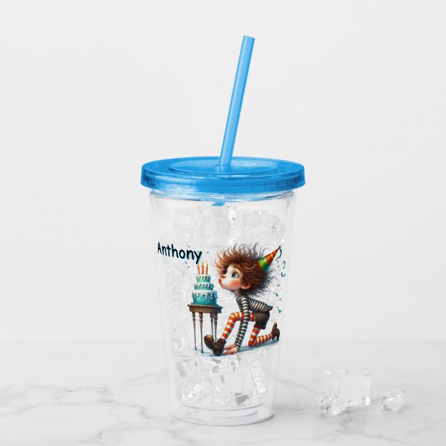 Vaso Acrílico Cumpleaños personalizado para niños (Reverso (hielo))