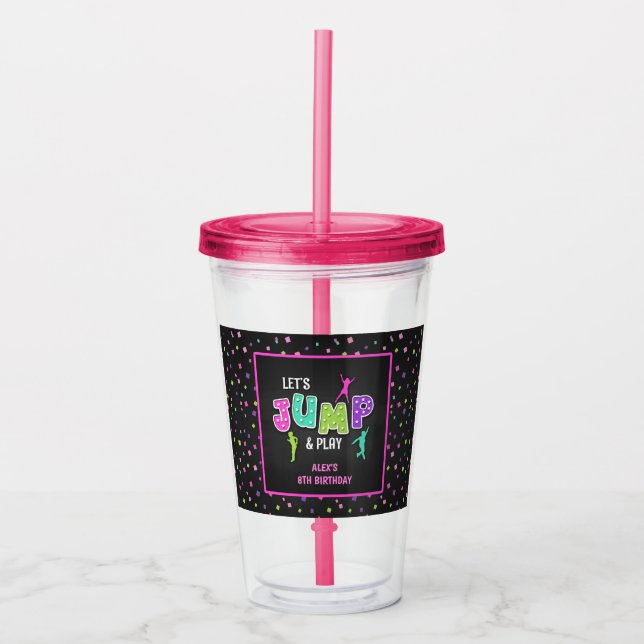Vaso Acrílico Cumpleaños Trampoline 16oz Tumbler - Chica (Anverso)