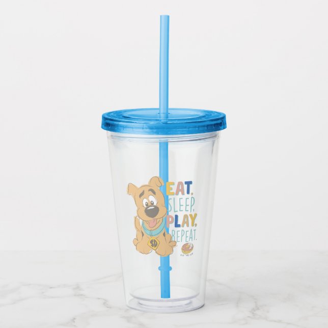 Vaso Acrílico Cuppy Scooby-Doo "Come, duerme, juega, repite" (Anverso)