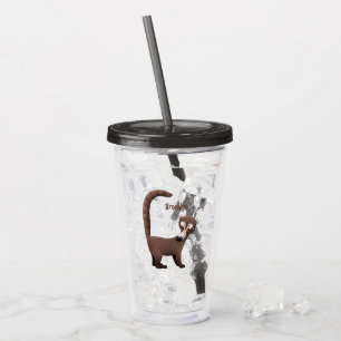 Vaso Acrílico Curioso ilustracion personalizado de coatimundi