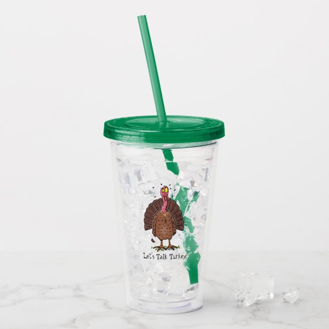 Vaso Acrílico Curioso pavo de corral marrón con personalizado de (Anverso (hielo))