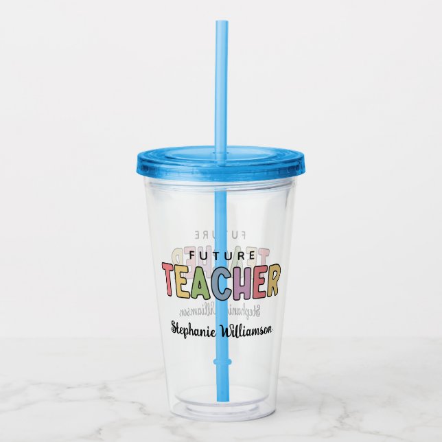 Vaso Acrílico Curso colorido personalizado del futuro profesor (Anverso)
