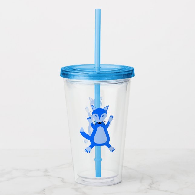Vaso Acrílico Curte Blue Baby Boy Fox Baby Shower (Anverso)