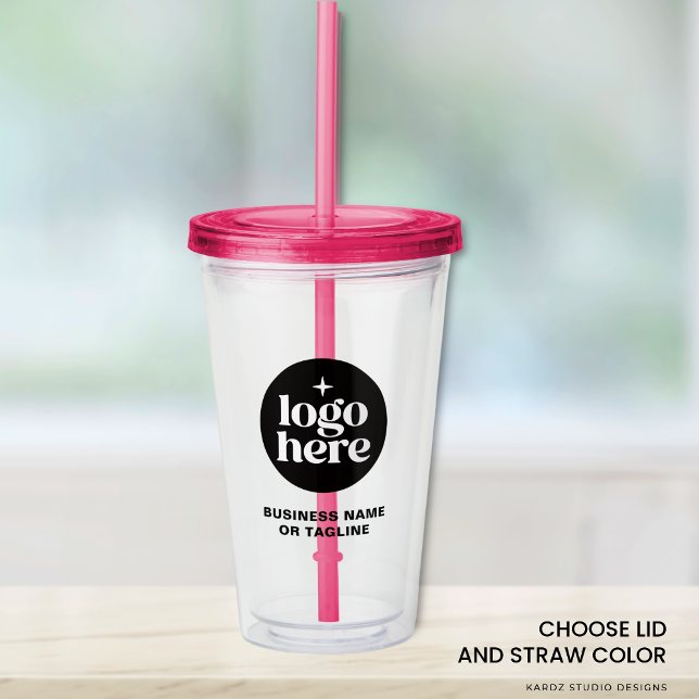 Vaso Acrílico Custom Business Name Logo Acrylic Tumbler (Image shows 20-oz acrylic tumbler Customize it with your logo and text. Choose color.)