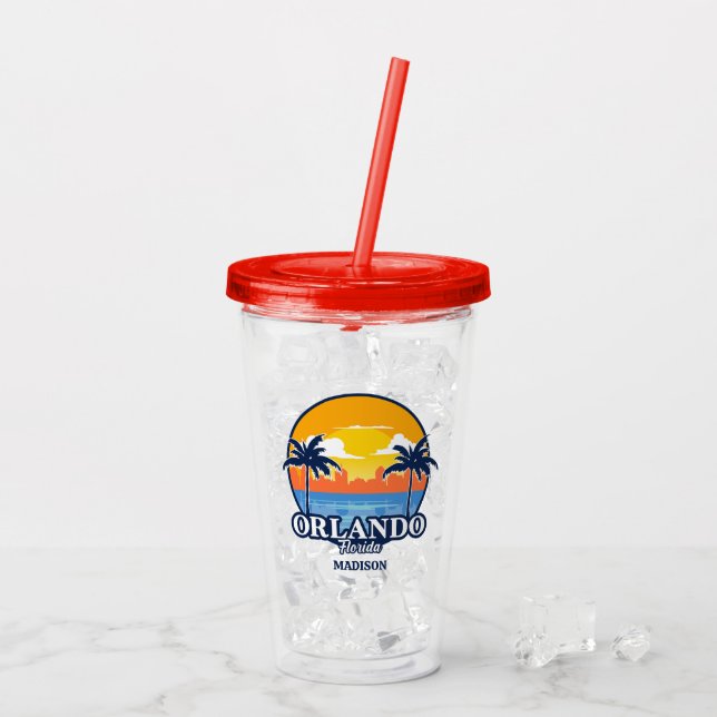 Vaso Acrílico Custom Name Orlando Florida (Reverso (hielo))