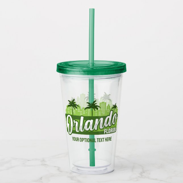 Vaso Acrílico Custom Text Orlando Florida (Anverso)
