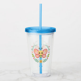 Vaso Acrílico Cuta, primavera/mariposa