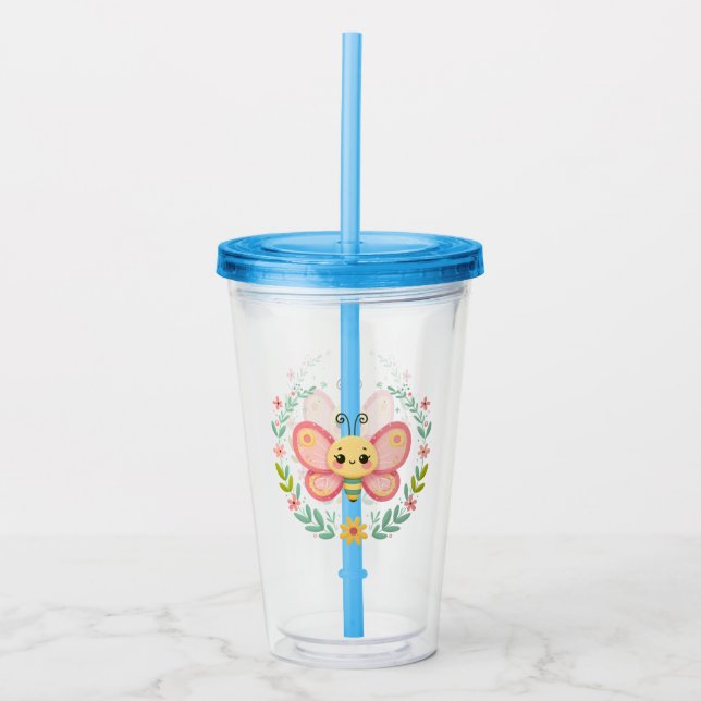 Vaso Acrílico Cuta, primavera/mariposa (Anverso)