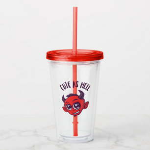 Vaso Acrílico Cute as Hell Devil con texto oscuro