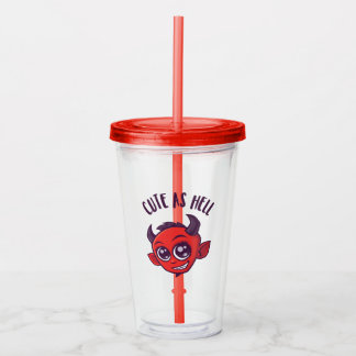 Vaso Acrílico Cute as Hell Devil con texto oscuro