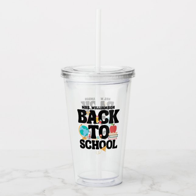 Vaso Acrílico Cute Back To School Teacher (Anverso)