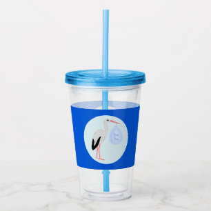 Vaso Acrílico Cute Blue Baby Boy Stork