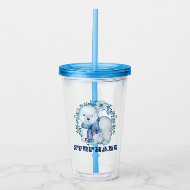 Vaso Acrílico Cute Blue Kids Polar Bear (Anverso)