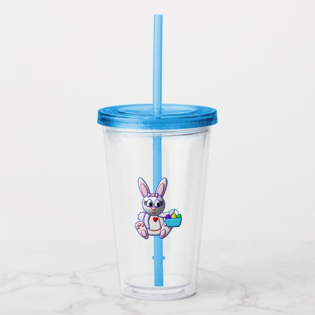 Vaso Acrílico Cute Bunny with a Basket (Anverso)