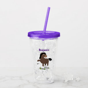 Vaso Acrílico Cute Clydesdale personalizado de caballo ilustraci