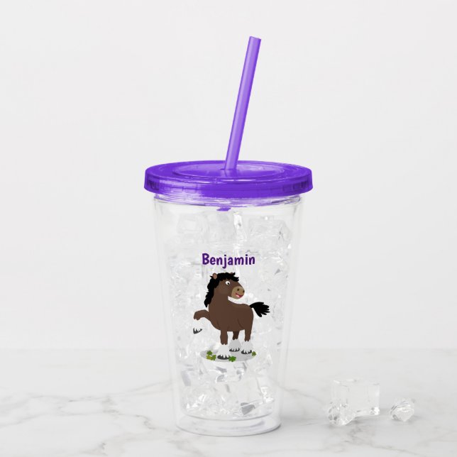 Vaso Acrílico Cute Clydesdale personalizado de caballo ilustraci (Reverso (hielo))