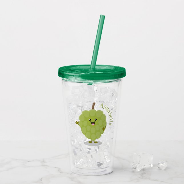Vaso Acrílico Cute crema crema de manzana cherimoya personalizad (Reverso (hielo))