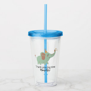 Vaso Acrílico Cute Elephant Muchas gracias, Baby Shower
