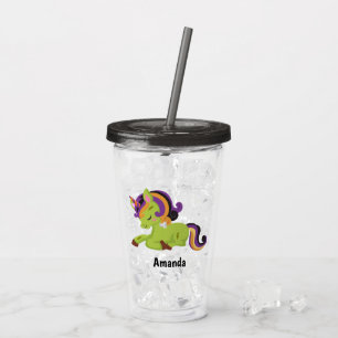 Vaso Acrílico Cute Frankenstein Unicorn Halloween