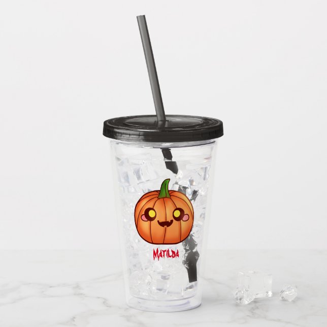 Vaso Acrílico Cute Halloween Jack O Lantern (Anverso (hielo))