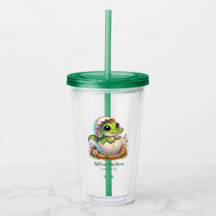 Vaso Acrílico Cute Kawaii Baby Alligator Hatching Baby Shower
