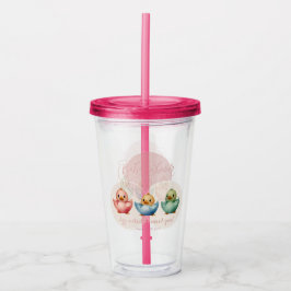 Vaso Acrílico Cute Kawaii Egg Birds Pastel de Baby Shower de col