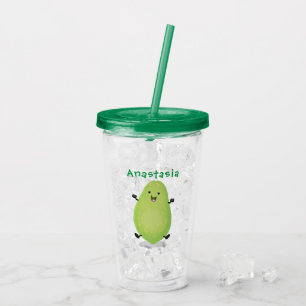 Vaso Acrílico Cute kawaii papaya paw personalizado ilustracion