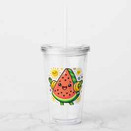 Vaso Acrílico Cute Kawaii Rodaja De Sandía Inflable Pegatina De 