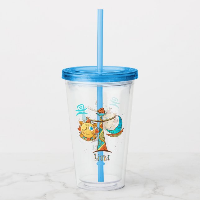 Vaso Acrílico Cute Libra Sun y Moon Scales (Anverso)